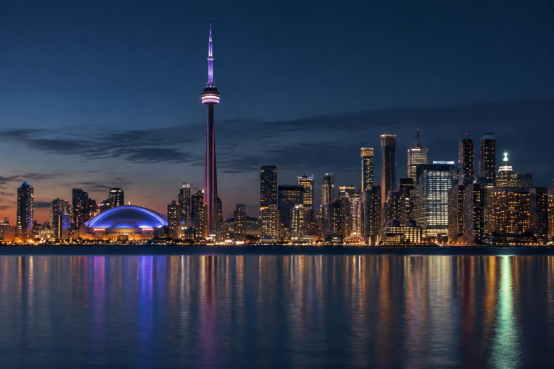 The Toronto skyline at dusk